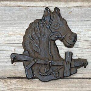 Western Themed Cowboy Horse Triple Hook Towel Hat Coat Key Rack